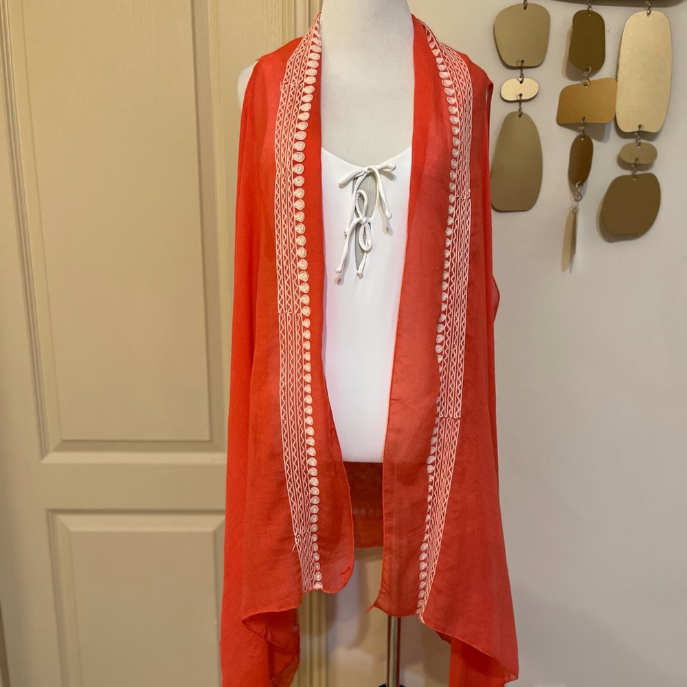 Coral Embroidered Cover-up